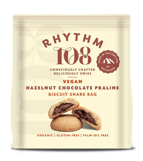 Swiss Vegan Hazelnut Chocolate Praline Biscuit Share Bag 135g - Greenlands Health Store