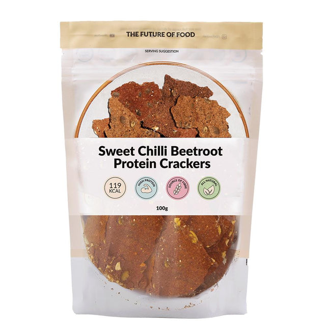 Foodhak Sweet Chilli Beetroot Protein Crackers 100g - Greenlands Health Store