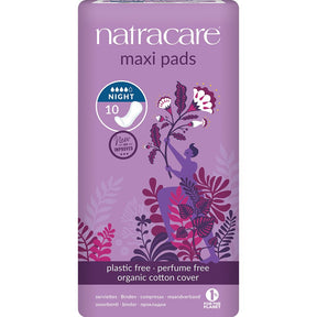 Natural Maxi Pads Night - time x 10 - Greenlands Health Store