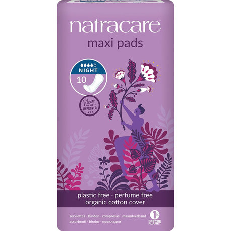 Natural Maxi Pads Night - time x 10 - Greenlands Health Store