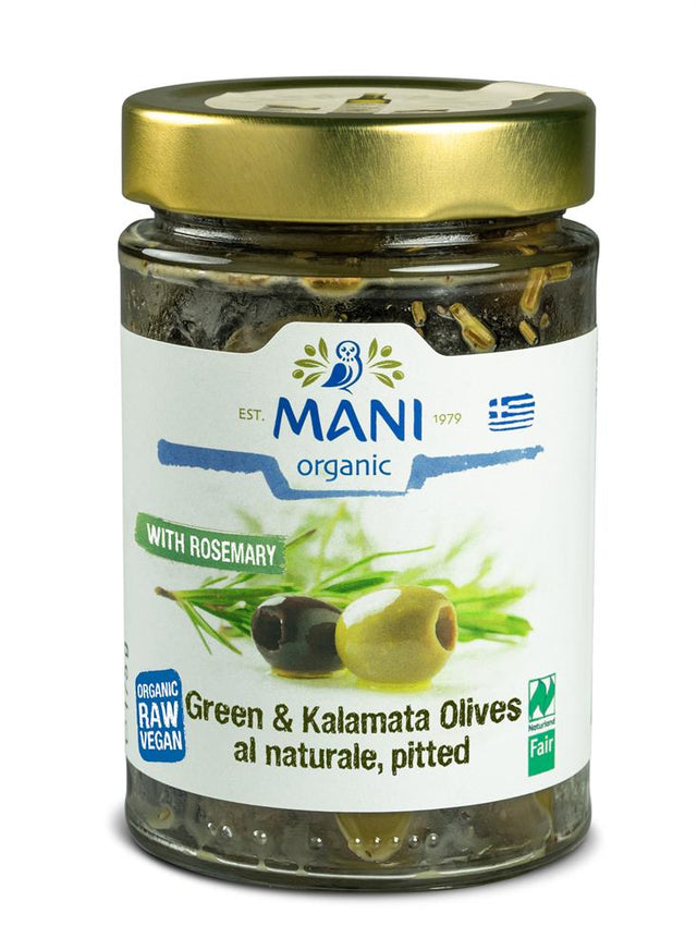 Organic Mixed Olives al Naturale Pitted with Rosemary 175g - Greenlands Health Store