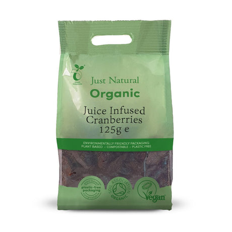 Organic Juice Infused Cranberries 125g - Greenlands Health Store