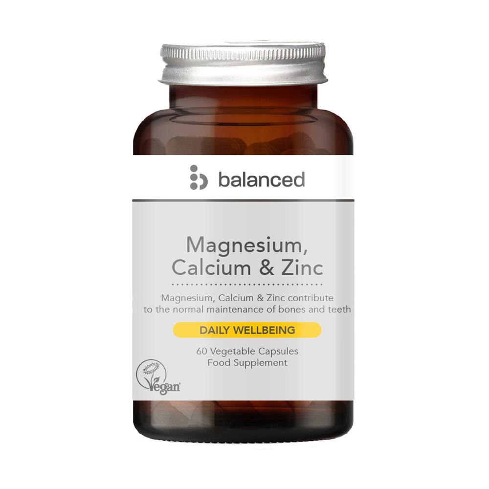 Magnesium Calcium & Zinc 60 Veggie Caps - Reusable Bottle - Greenlands Health Store