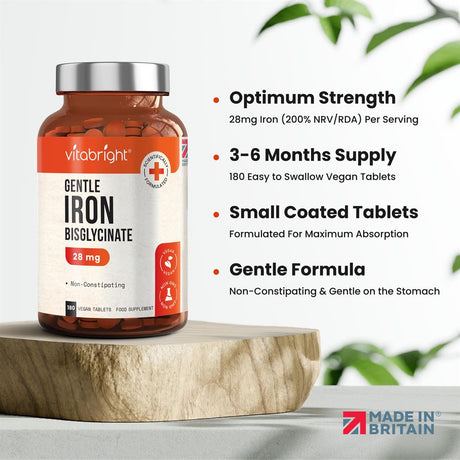 Iron Bisglycinate - 28mg - 90 day supply - Greenlands Health Store