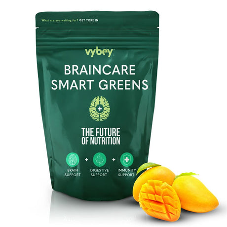 Braincare Smart Greens Mango Flavour. 180g - Greenlands Health Store