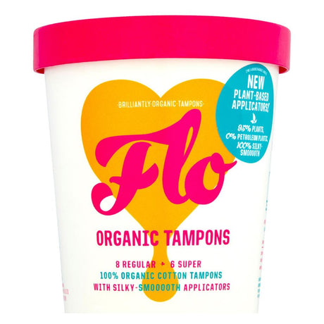 Combo pack of 14 organic tampons 8 Regular + 6 super strength - Greenlands Health Store