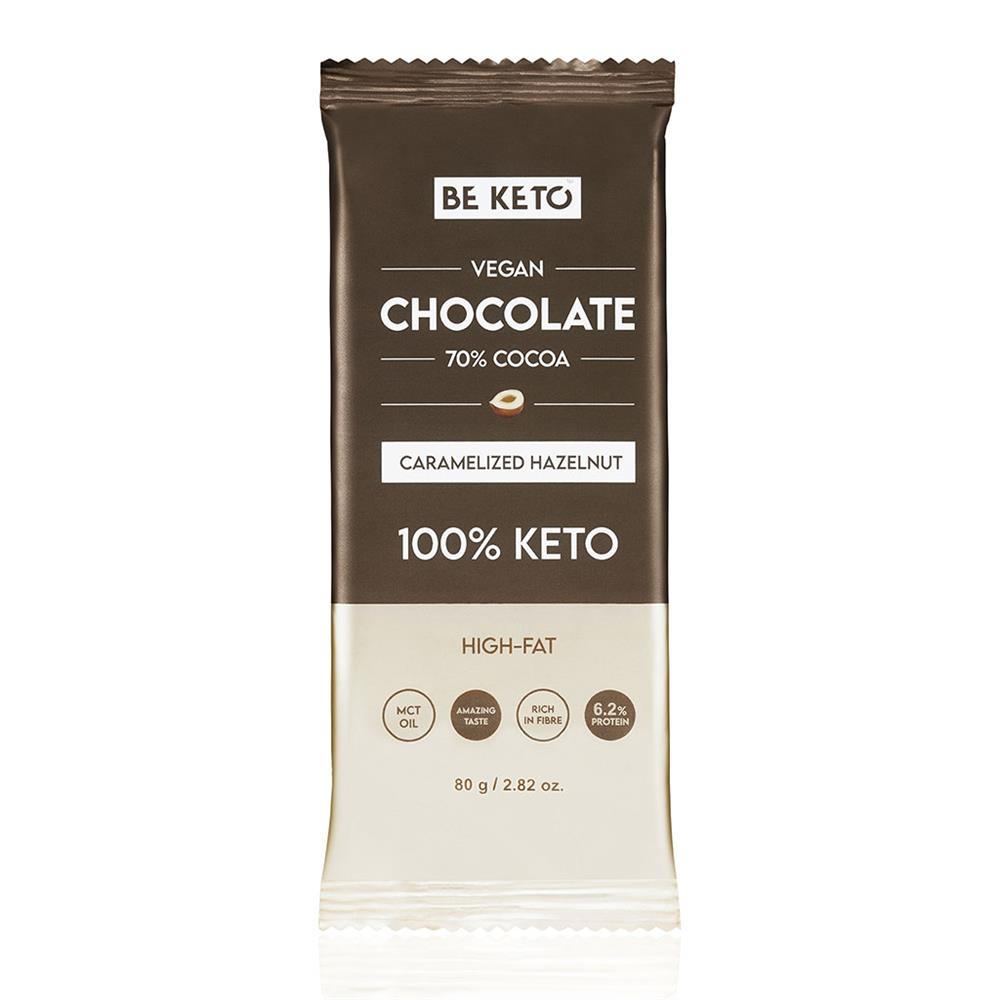 BeKeto - Vegan Keto Chocolate + MCT Caramelized Hazelnut 80g - Greenlands Health Store
