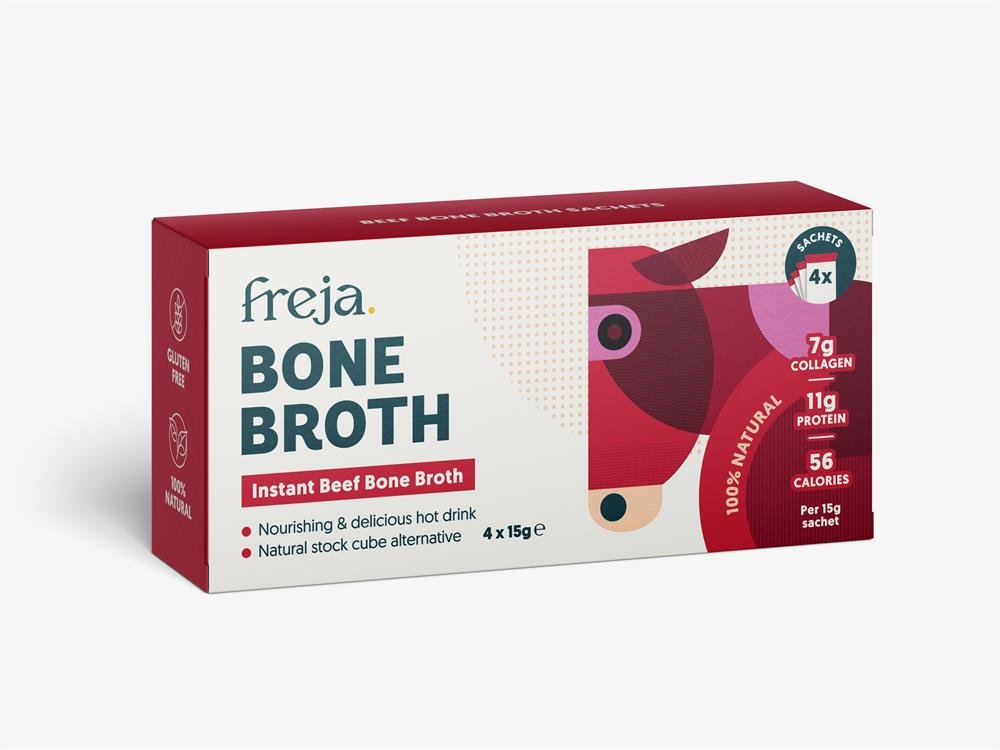 Freja Instant Bone Broth box of 4 x 15g Sachet - Beef - Greenlands Health Store