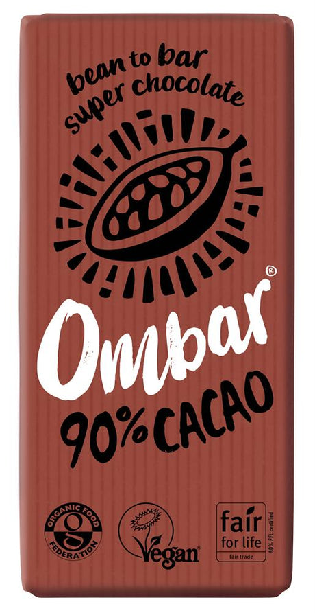 Ombar 90% Cacao Dark Chocolate Bar 70g - Greenlands Health Store