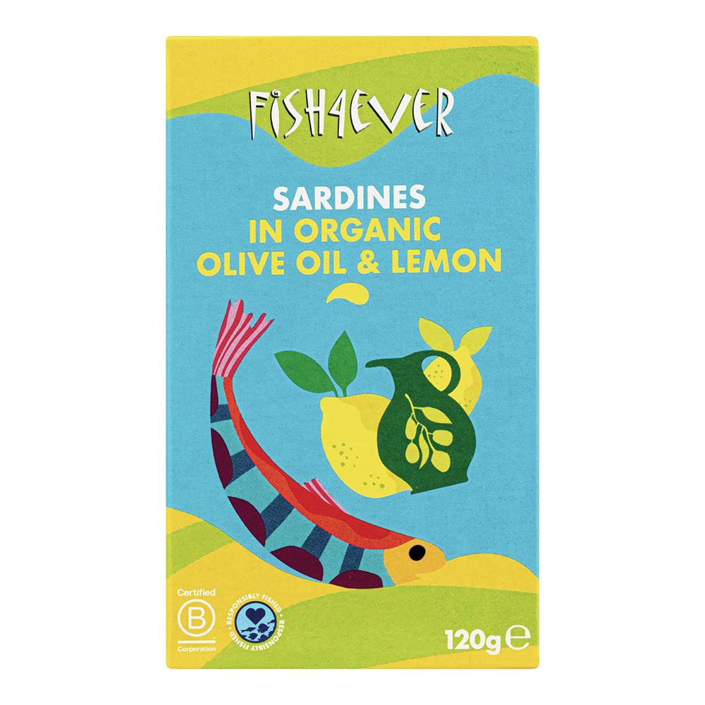 Fish4Ever Sardines in Organic Olive Oil and Lemon 120g - Greenlands Health Store