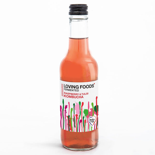 Organic Raspberry & Tulsi Kombucha 330ml - Greenlands Health Store