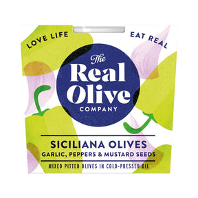 Garlic Peppers & Mustard Seed Pitted Olives 160g - Greenlands Health Store