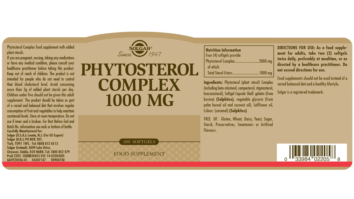Solgar® Phytosterol Complex Softgels - Pack of 100 - Greenlands Health Store