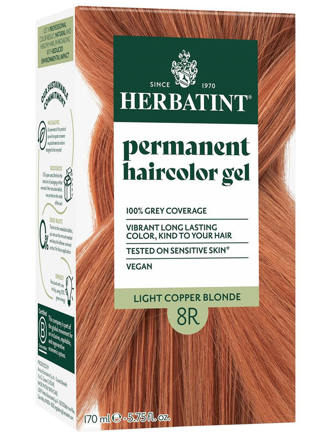 Light Copper Blonde Ammonia Free hair Colour 8R 170ml - Greenlands Health Store