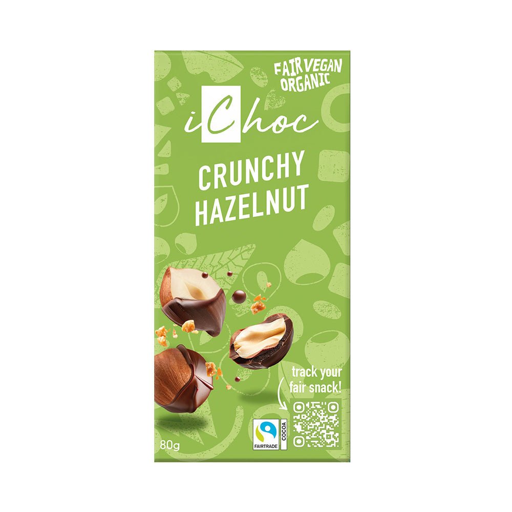 Crunchy Hazelnut Chocolate Vegan Organic 80g - Greenlands Health Store
