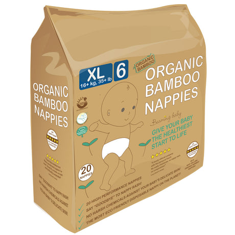 Beaming Baby Organic Bamboo Nappies Size 6 (16+ kg 20 nappies) - Greenlands Health Store