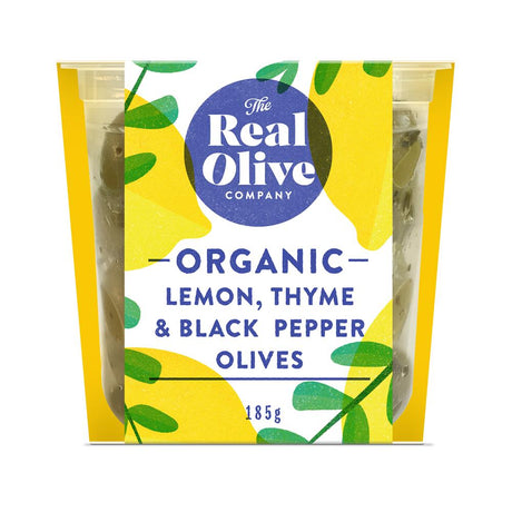 Org Lemon Thyme & Black Pepper Olives in Cold - pressed Oil 150g - Greenlands Health Store