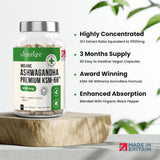 Organic KSM - 66 Ashwagandha 5500mg with Black Pepper - Greenlands Health Store