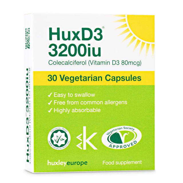 Huxley Europe HuxD3 Vitamin D3 3200iu 30 caps - Greenlands Health Store