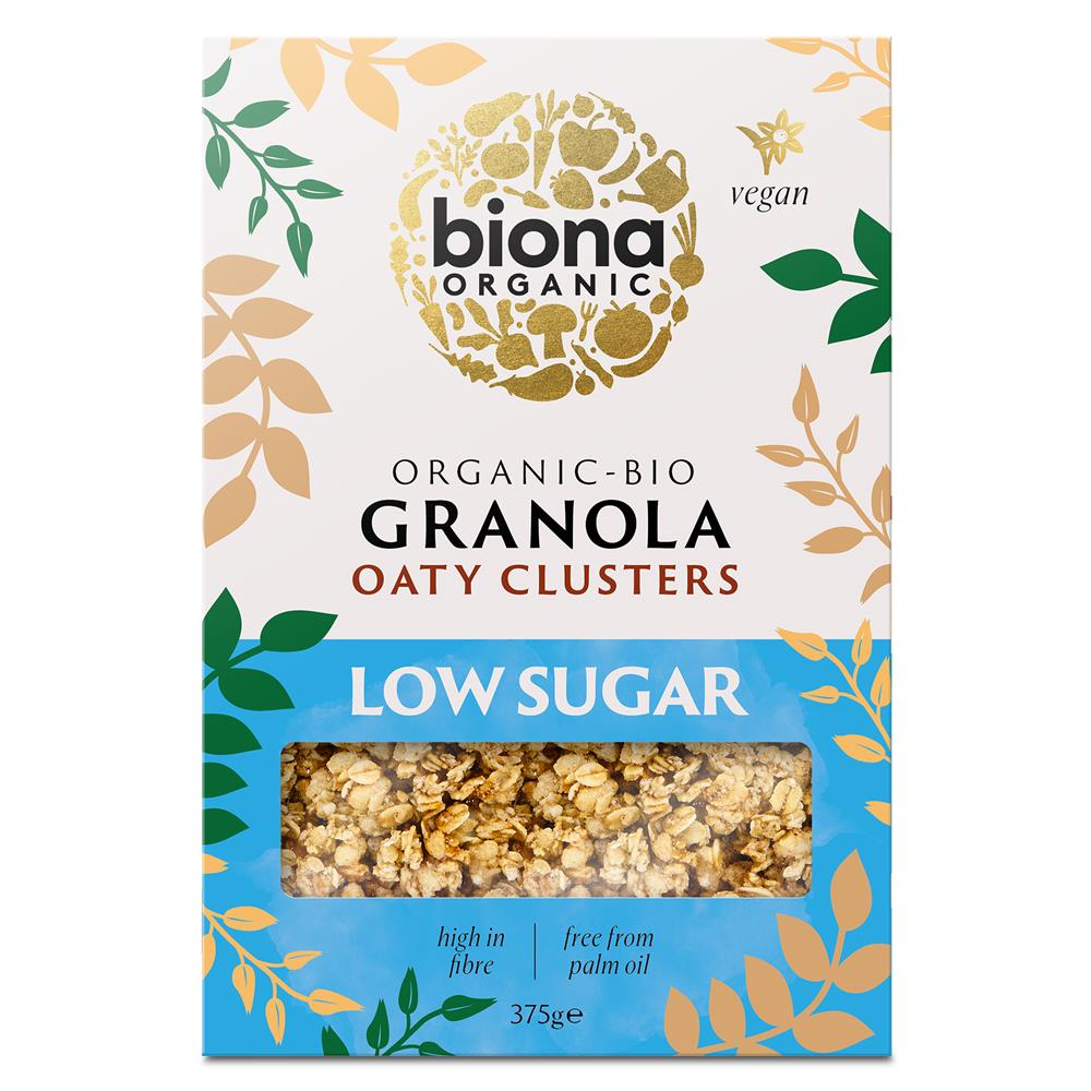 Biona Organic Granola Oaty Clusters Low Sugar 375g - Greenlands Health Store