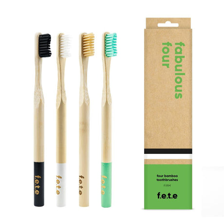 Bamboo Toothbrush Fantastic Family Pack 2x Medium Adult 2x Child - Greenlands Health Store