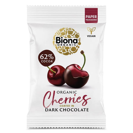 Biona Organic Dark Chocolate Cherries 45g - Greenlands Health Store