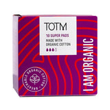 TOTM Organic Pads - Super Flow With Wings 10 Per Box Case of 8 - Greenlands Health Store