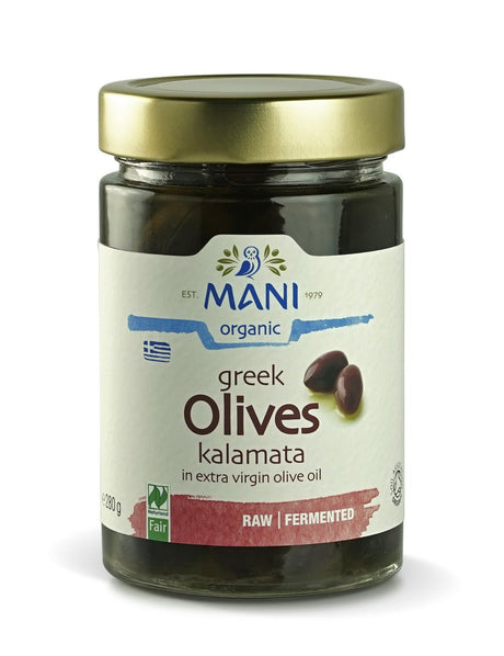 MANI Organic Kalamata Olives in Olive Oil 280g - Greenlands Health Store