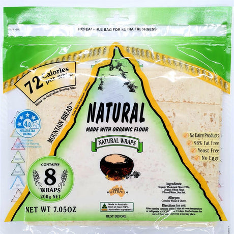 Mountain Bread Natural Wraps (Made With Organic Flour) 200g - Greenlands Health Store