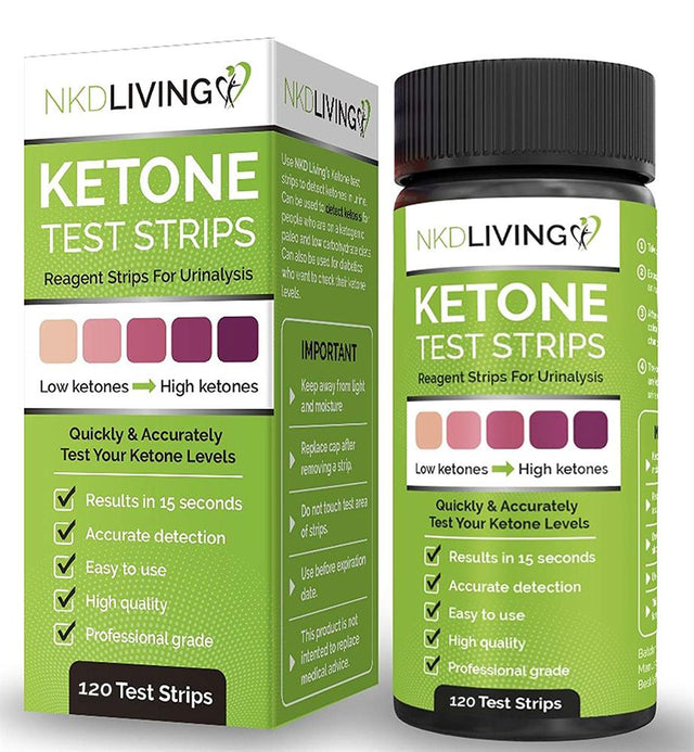 NKD Living Ketone Test Strips 120 Strips - Greenlands Health Store
