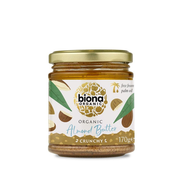 Biona Organic Almond Butter Crunchy 170g - Greenlands Health Store