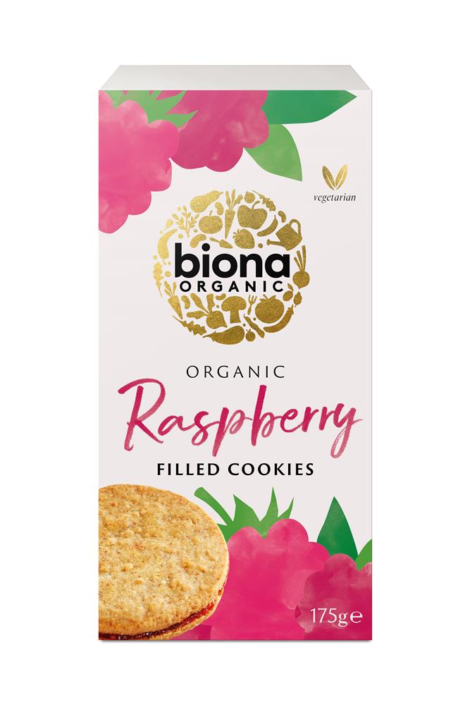 Biona Organic Raspberry Filled Cookies 175g - Greenlands Health Store