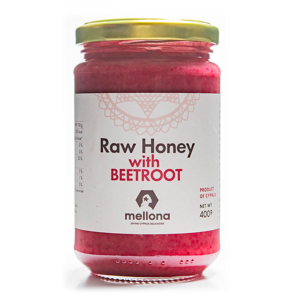 Mellona Cypriot Raw Honey with Beetroot 400g - Greenlands Health Store
