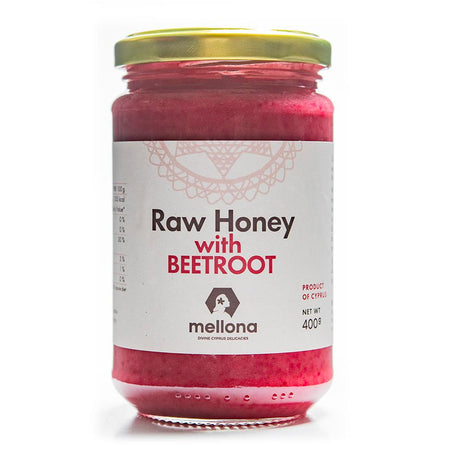 Mellona Cypriot Raw Honey with Beetroot 400g - Greenlands Health Store