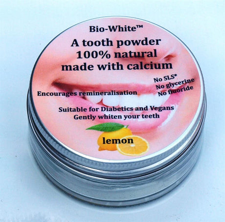Organic Tooth Powder Lemon in a glass jar (plastic free) 35g - Greenlands Health Store