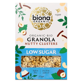 Biona Organic Granola Nutty Clusters Low Sugar 375g - Greenlands Health Store