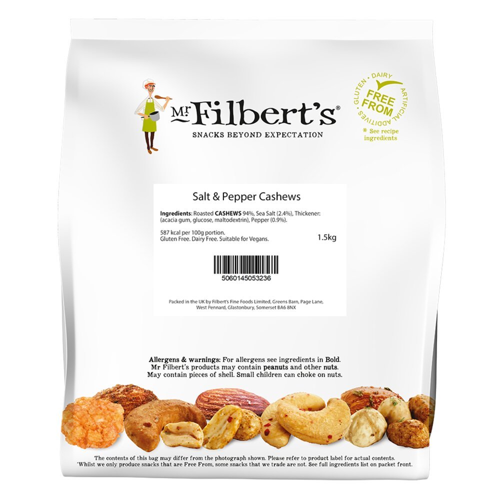 Mr Filberts Salt and Pepper Cashews 1.5kg - Greenlands Health Store