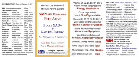 NMN - XR Resveratrol Vitamins Anti - Ageing Hair Skin Menopause 30 - Greenlands Health Store