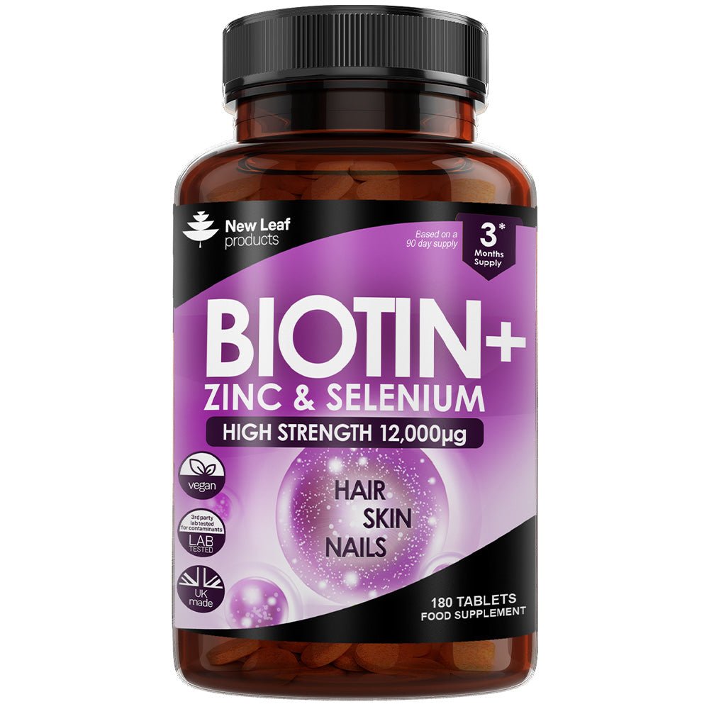 Biotin + Zinc & Selenium 12000ug 180 Vegan Tablets - Greenlands Health Store