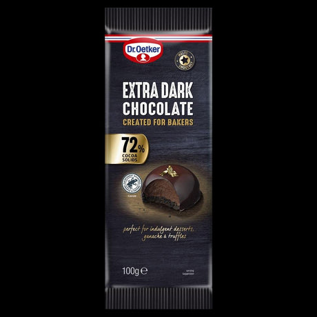 Dr Oetker Extra Dark Chocolate Bar 72% 100g - Greenlands Health Store