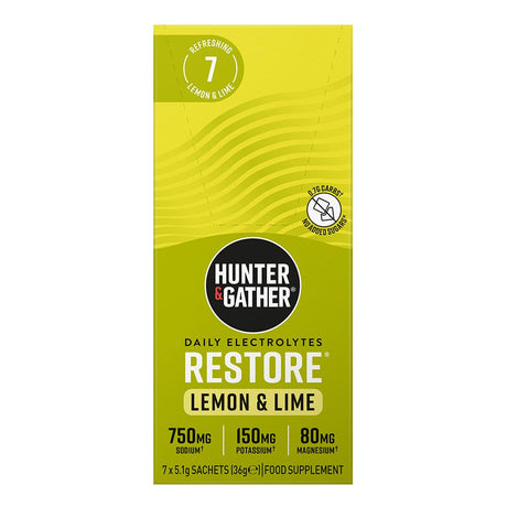 Restore Hydration Electrolytes Lemon & Lime 7 x 5.1g per pack - Greenlands Health Store
