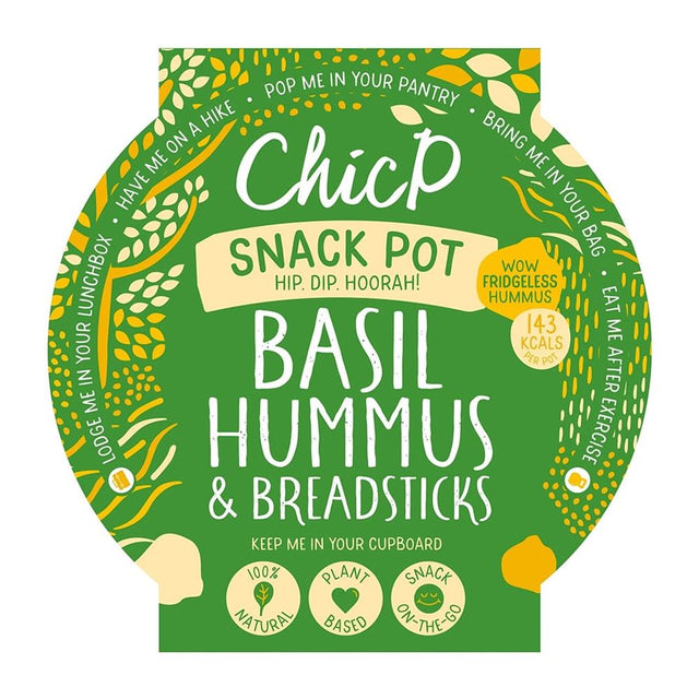 Basil Fridge - less Hummus & Breadstick Snack Pot 70g - Greenlands Health Store