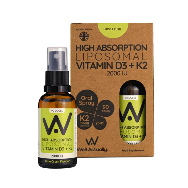 Vitamin D3 (2000IU's) + K2 (100mcg) - Liposomal Spray - Lime - Greenlands Health Store