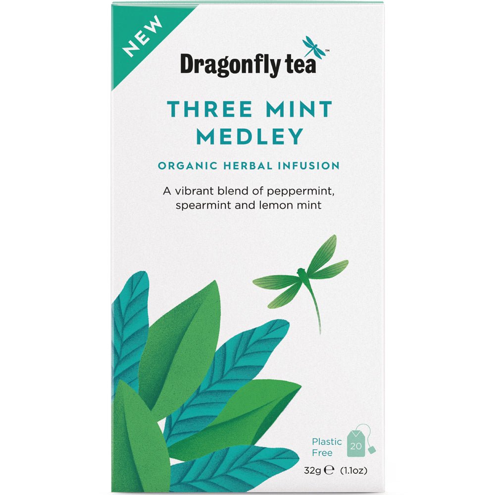 Dragonfly Three Mint Medley Organic Herbal Tea 20 bag - Greenlands Health Store
