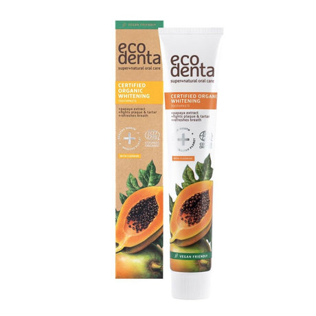 Ecodenta organic whitening toothpaste with papaya extract 75ml - Greenlands Health Store