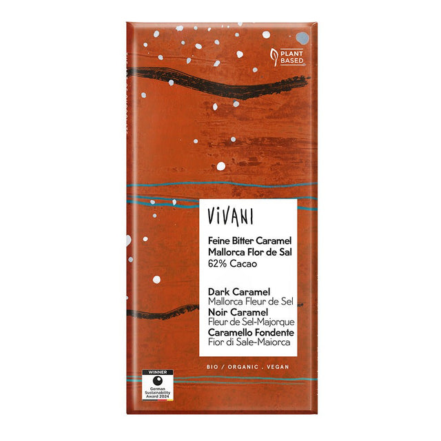 Dark Caramel Salted Chocolate 62% Vegan Organic 80g - Greenlands Health Store