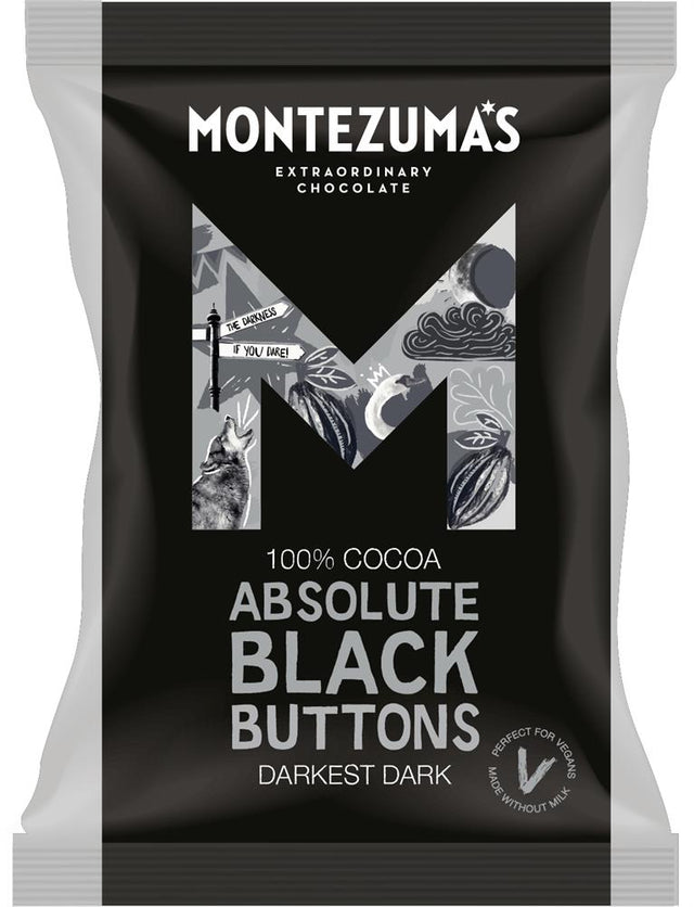 Absolute Black Buttons Darkest Dark Chocolate Buttons 120g - Greenlands Health Store