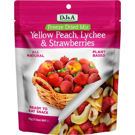 DJ&A Freeze Dried Yellow Peach Lychee & Strawberries 35g - Greenlands Health Store