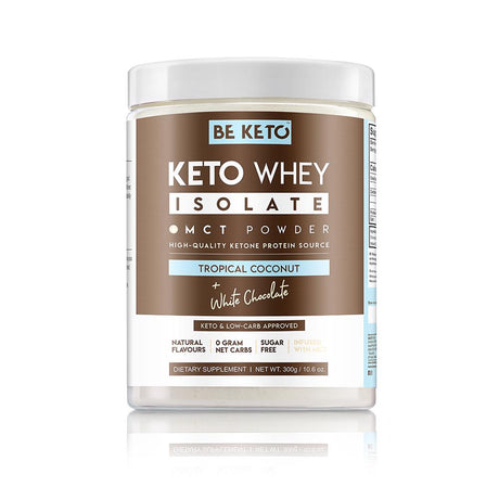 BeKeto - Keto Whey Isolate + MCT Oil Coconut White Chocolate 300g - Greenlands Health Store