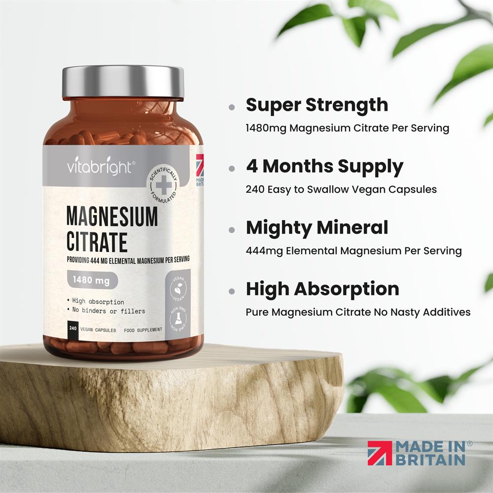 Magnesium Citrate 1480mg Providing 444mg Elemental Magnesium - Greenlands Health Store